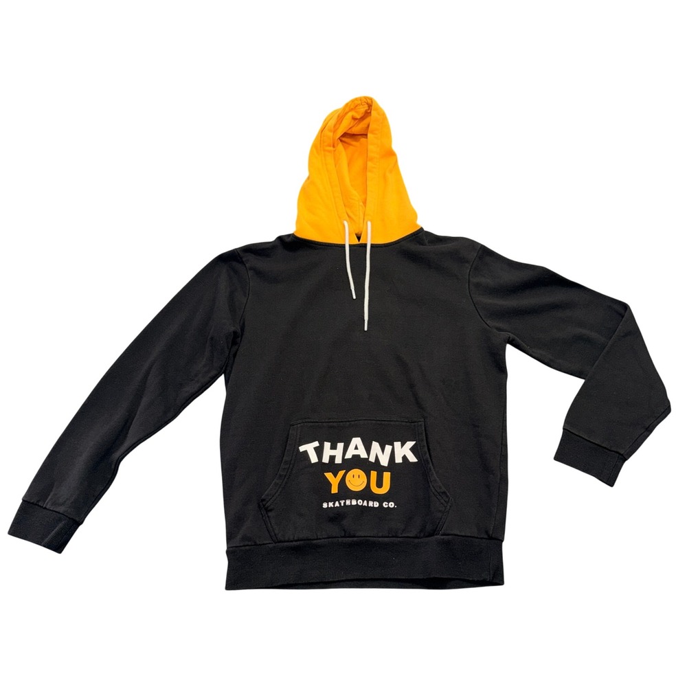 Cotton On x Thank You Skateboard Co Mens Medium Black Yellow Graphic Hoodie M